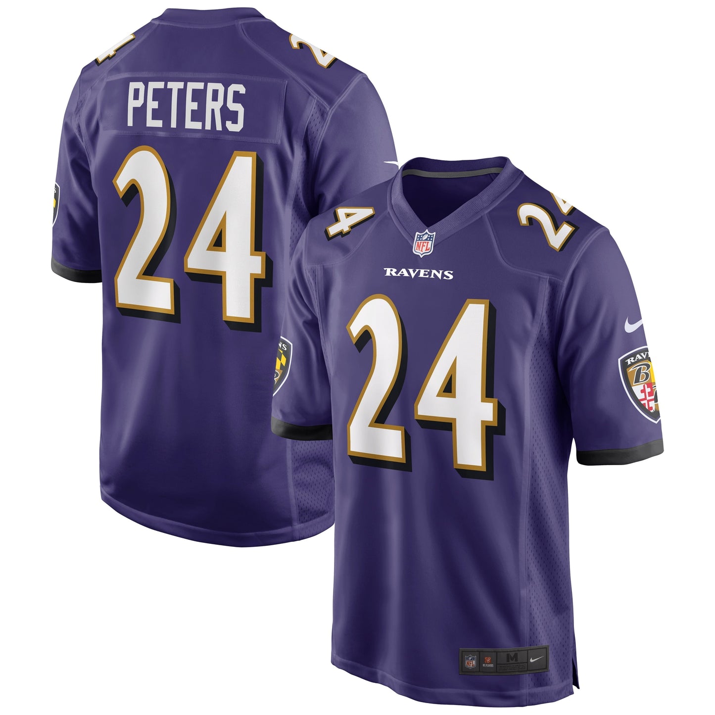 Men's Nike Marcus Peters Purple Baltimore Ravens Game Jersey