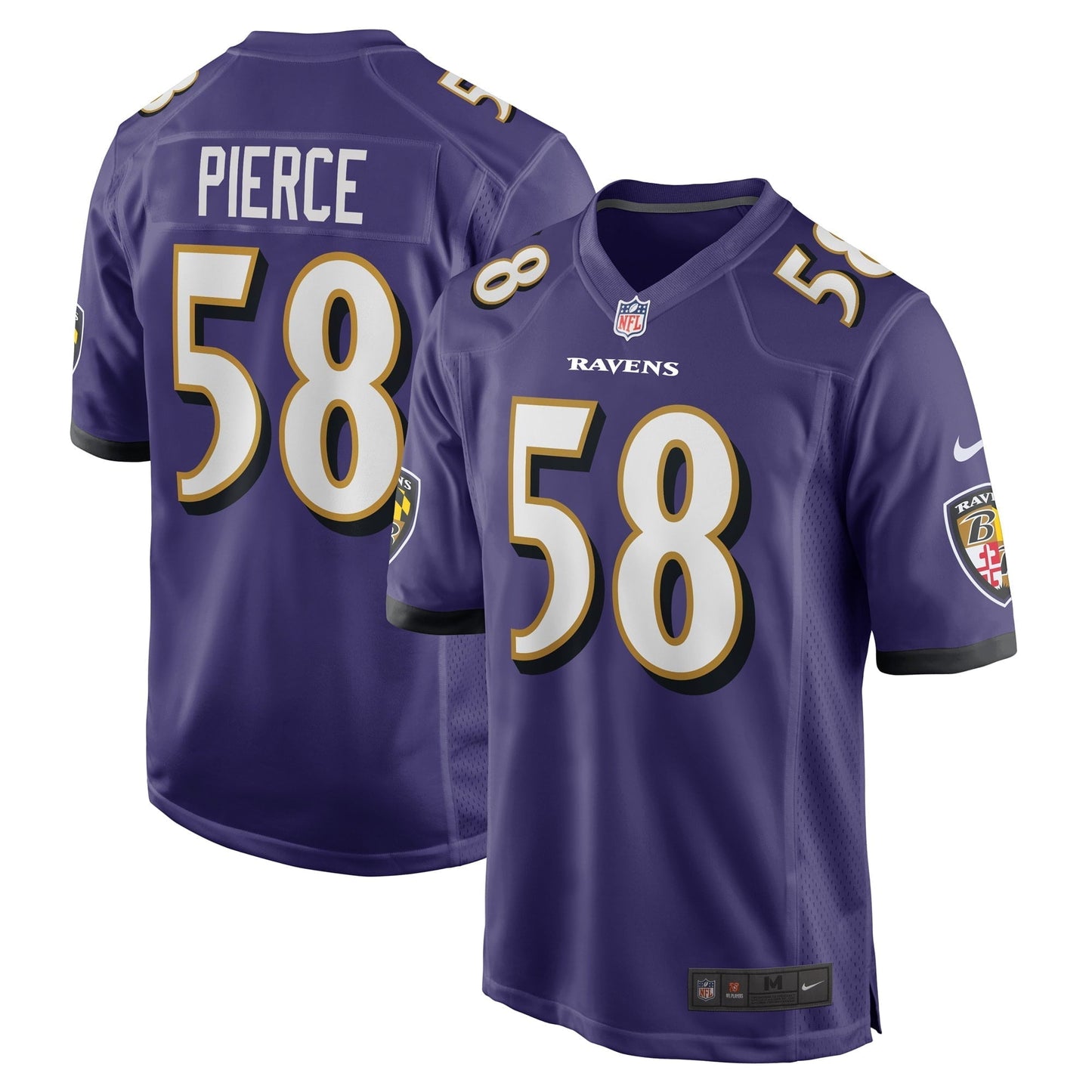 Men's Nike Michael Pierce Purple Baltimore Ravens Game Jersey