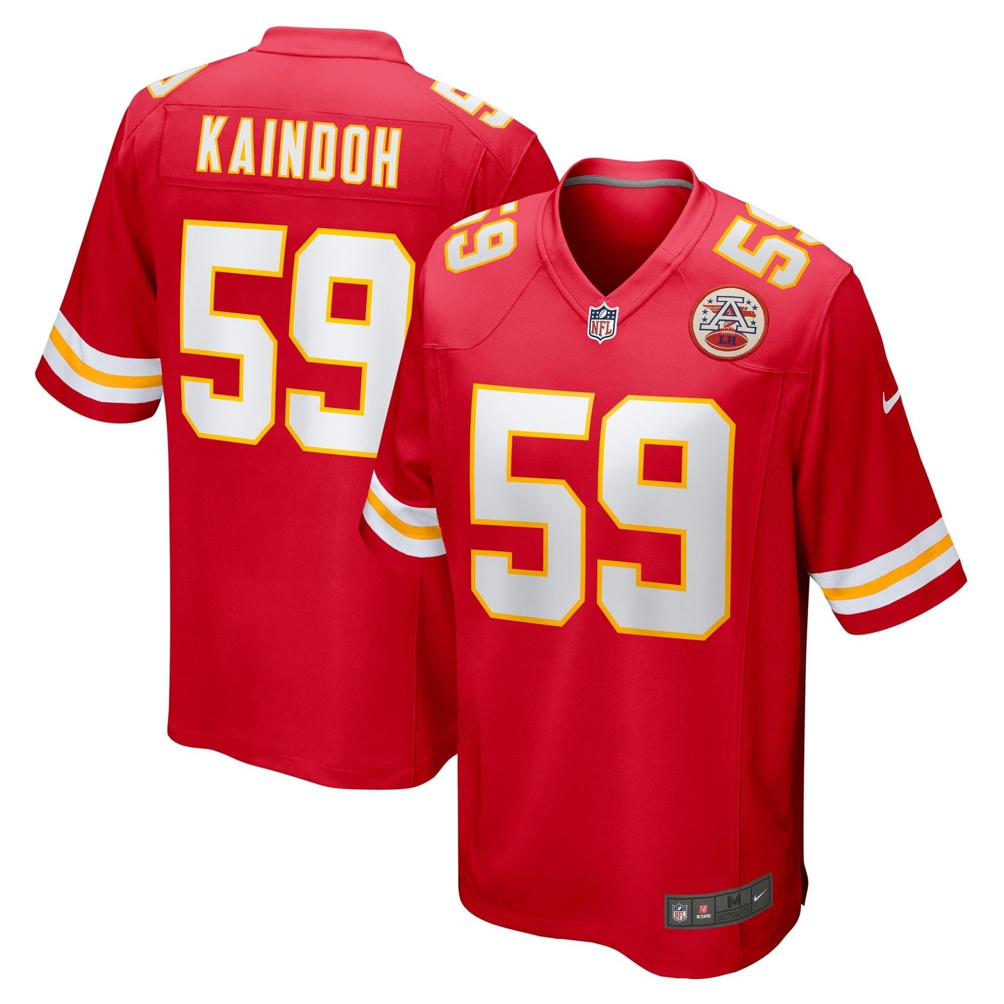 Men's Nike Joshua Kaindoh Red Kansas City Chiefs Game Jersey
