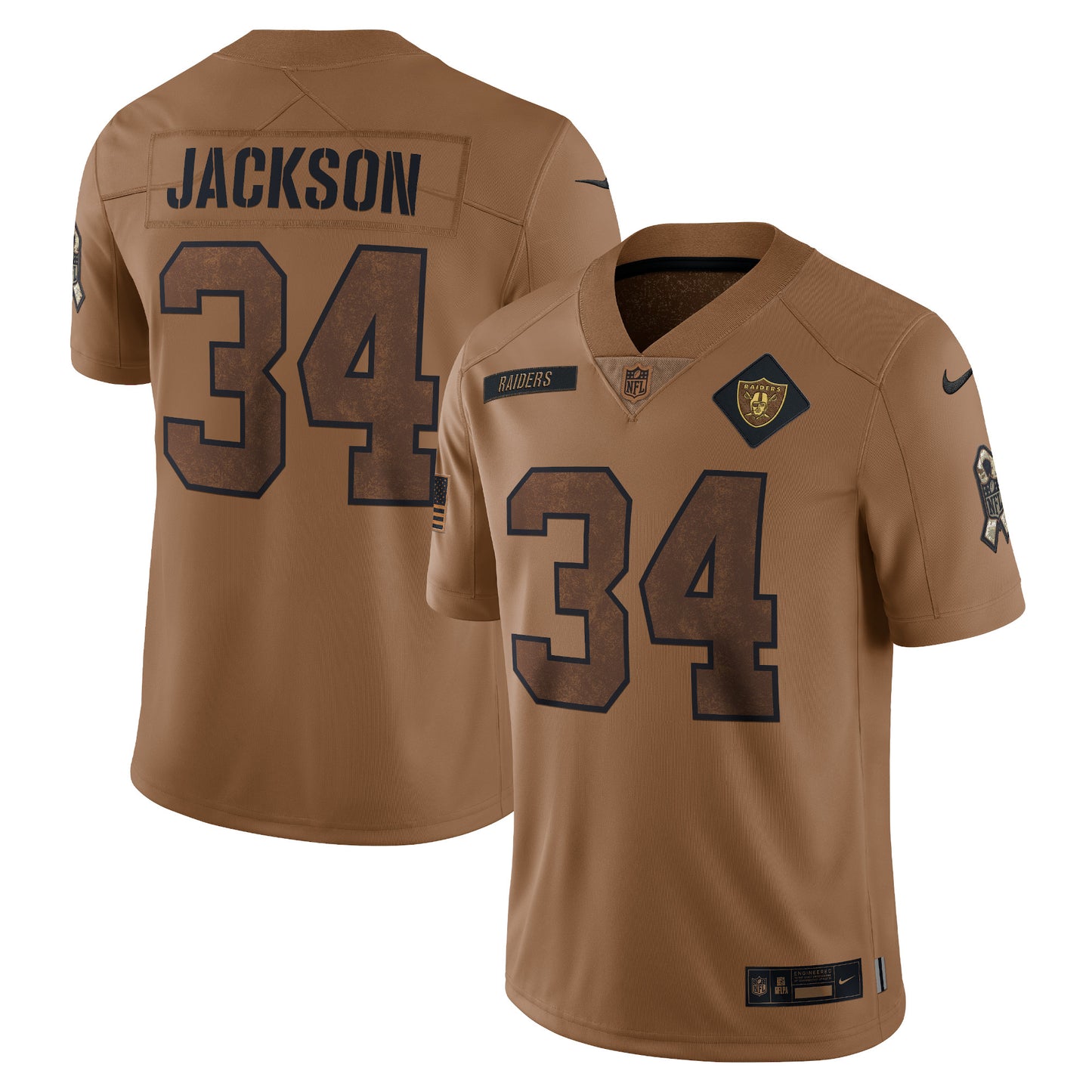 Bo Jackson Las Vegas Raiders Nike 2023 Salute To Service Retired Player Limited Jersey - Brown